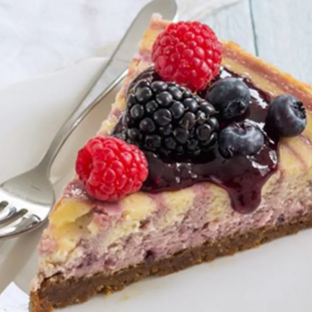 Bosvruchten zebra cheesecake
